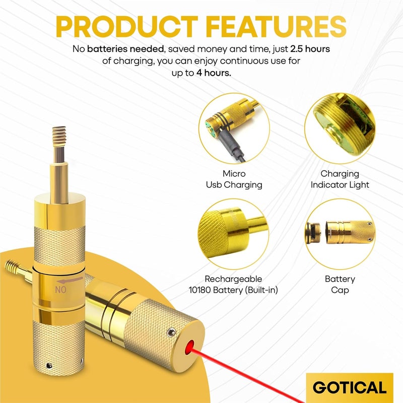 Gotical USB Rechargeable Archery Laser Sight Tool for Bow and Crossbow Thread-On Crossbow Laser Sighting Tool 223 Bore Sighter Shaped, Made of Brass - Image 4